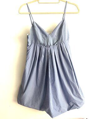 Zara Basic Light Blue Striped Size Small Dress with Pockets and Spaghetti Strap